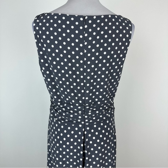 Lauren Ralph Lauren Gray White Polka Dot Jersey Dress Size 10 - Picture 8 of 10
